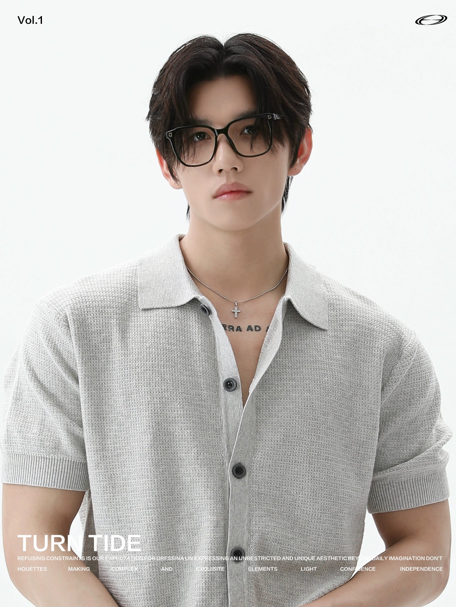 TURNTIDE Vintage Lapel Breasted Knitted Tee