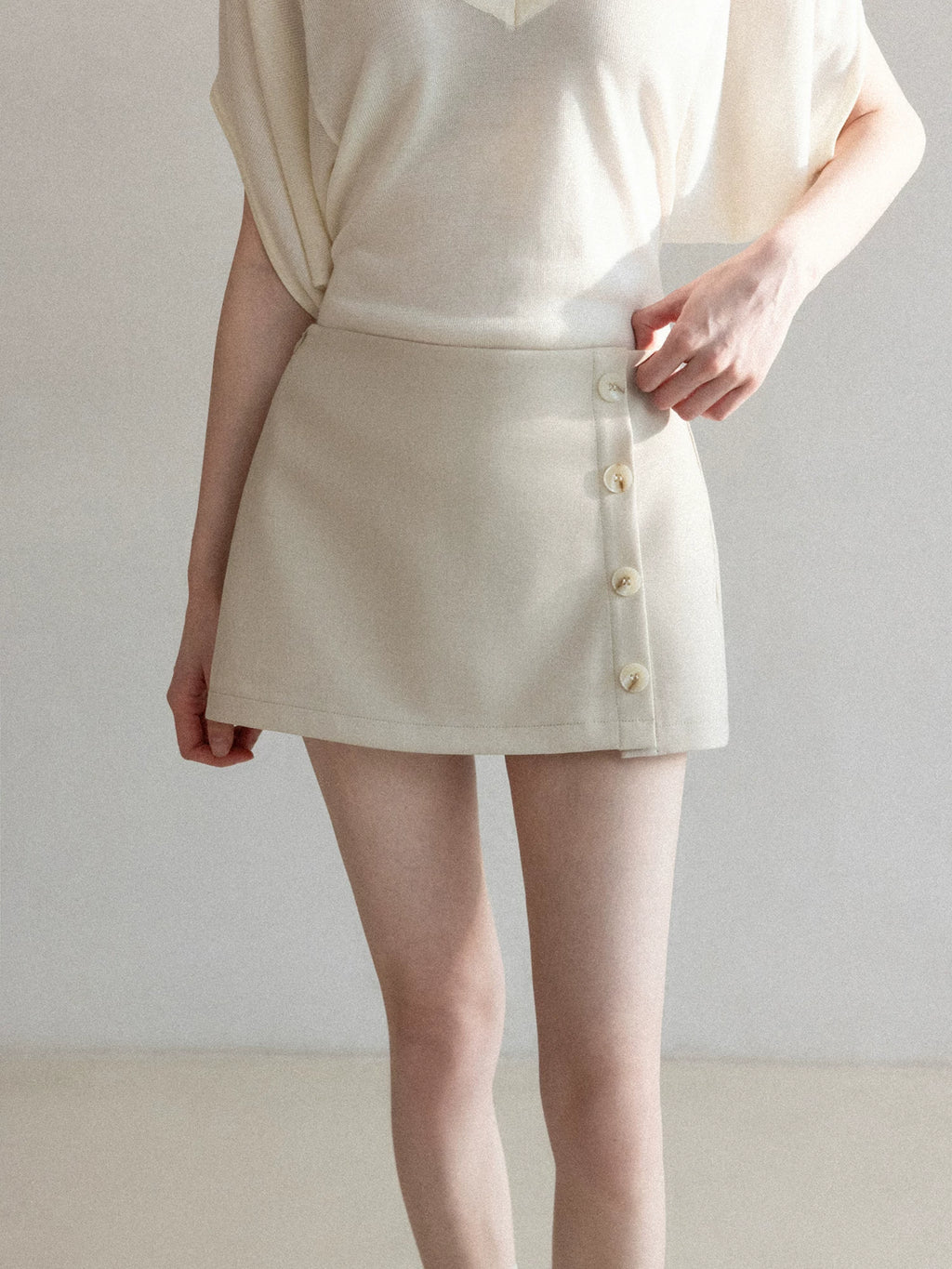 Cantonstory Retro Temperament High Waist Suit Short Skirt Pants