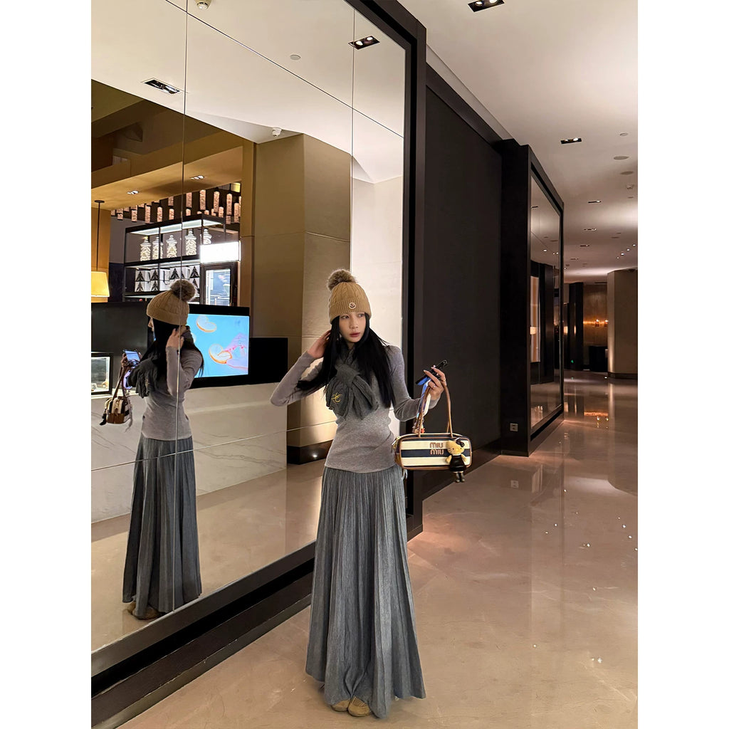 YOUNG KYLIN Slim Pleated Skirt