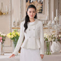J TheChosen Waist Satin Stand-up Collar Pleated Skirt Set