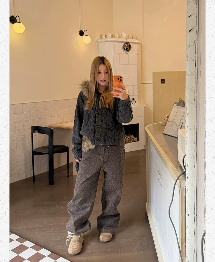 CCYE Leopard Straight Jeans