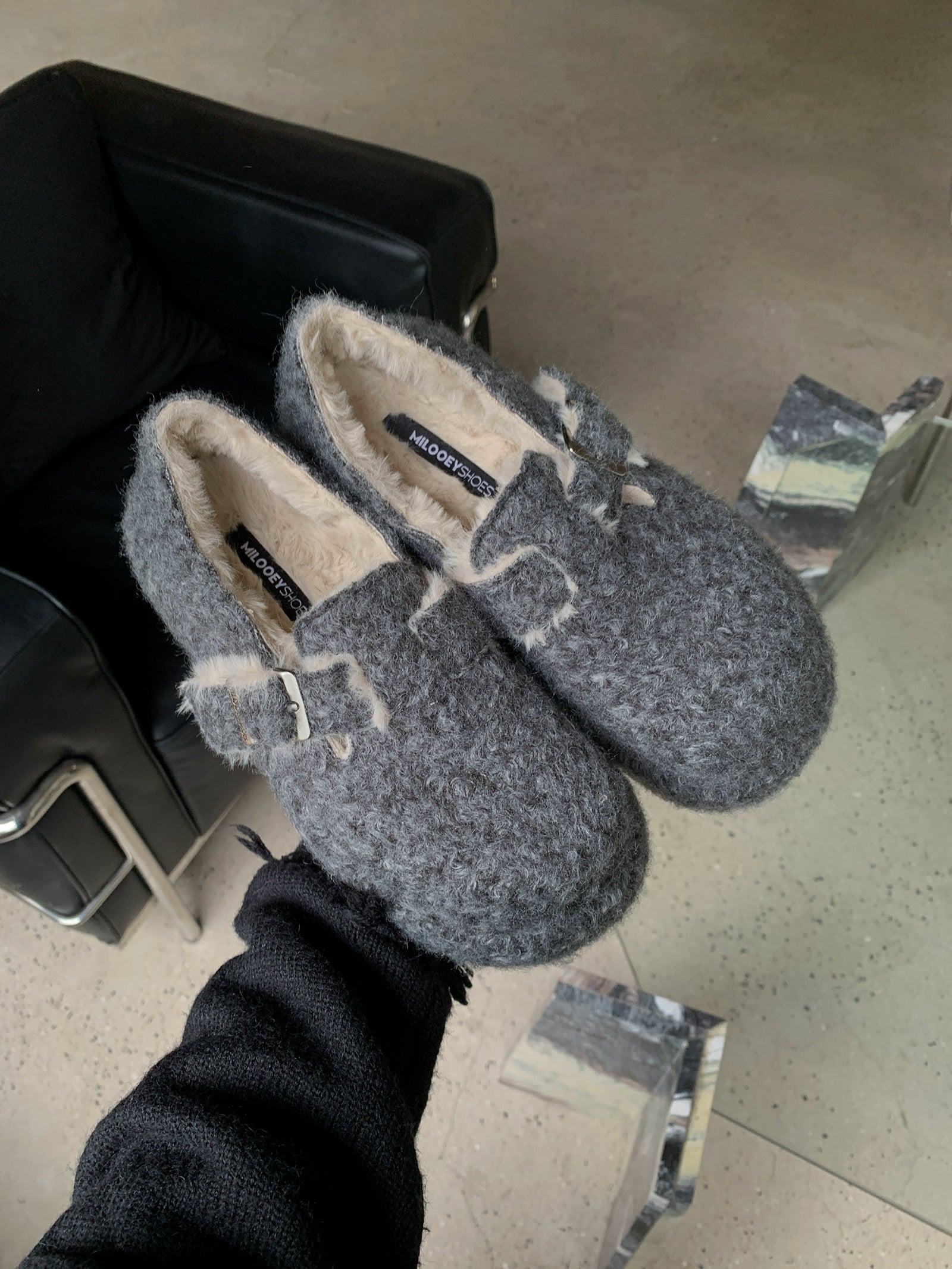 Milooey Thick-soled Velvet One-pedal Fluffy Shoes