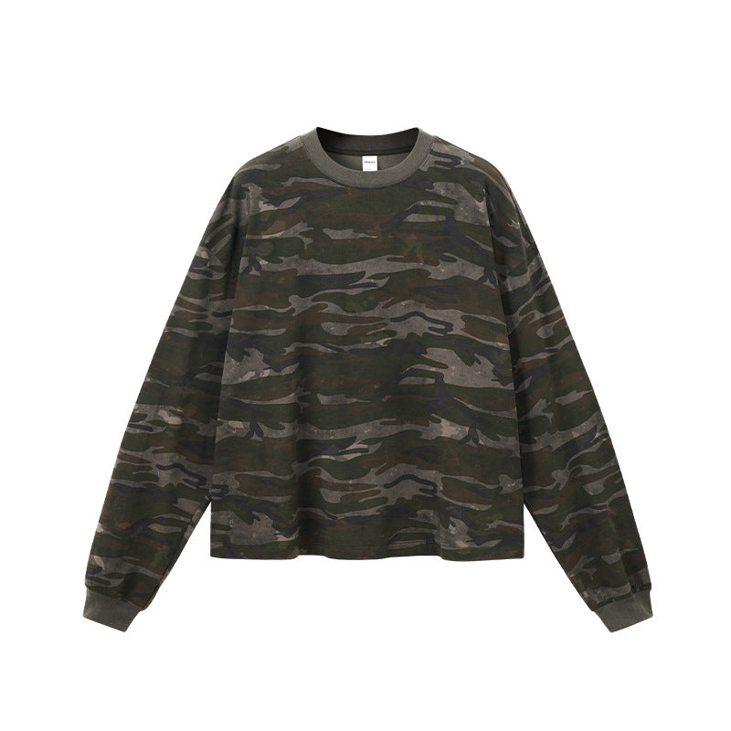Inflation Camouflage Casual Versatile Crew Neck Long Sleeve