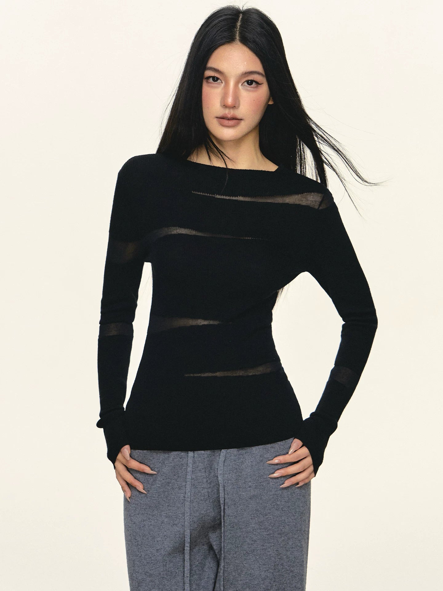 Anna Aneae Irregular Waist Casual Versatile Long Sleeves