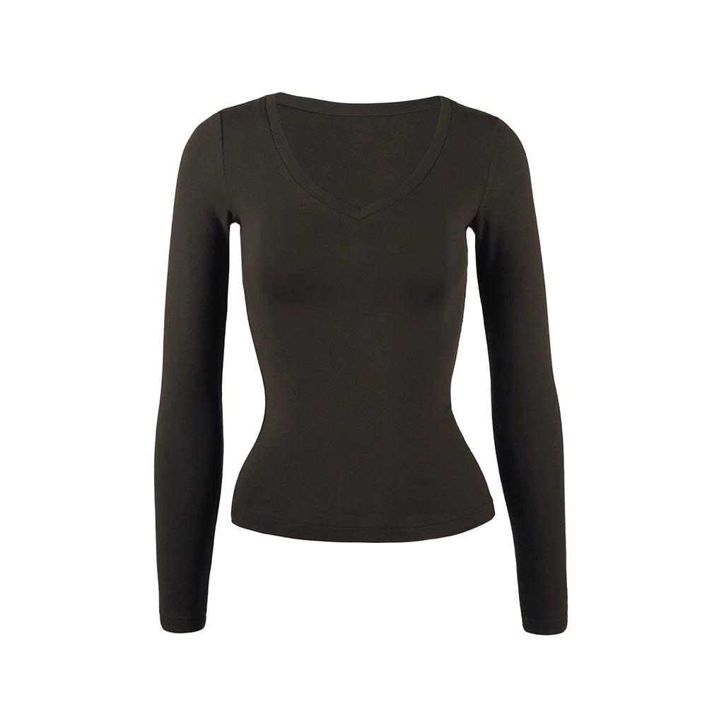 Jim KennetV Neck Stretch Bottom Long Sleeve Top