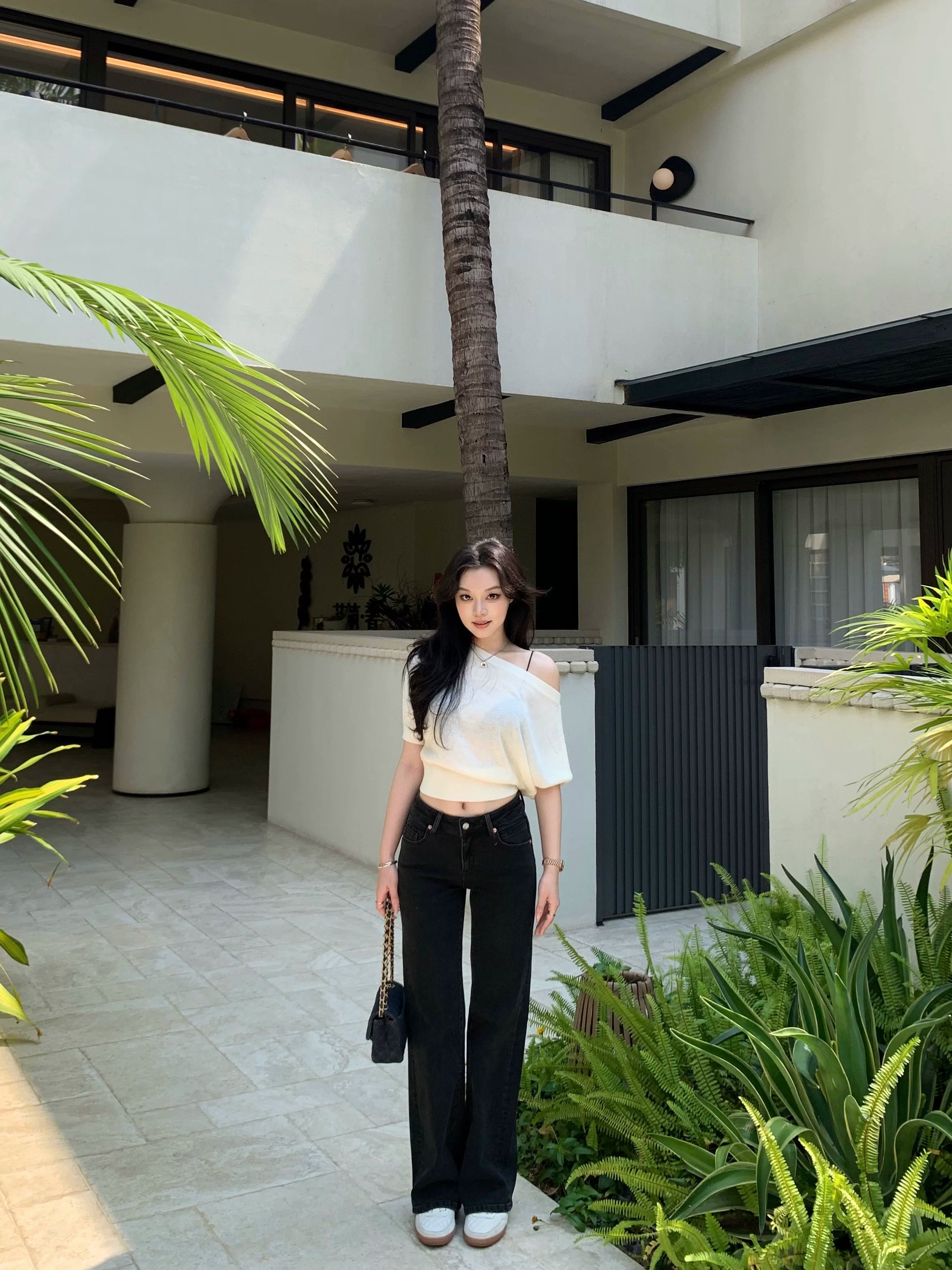 Popchee Narrow Mid-rise Straight-leg Pants
