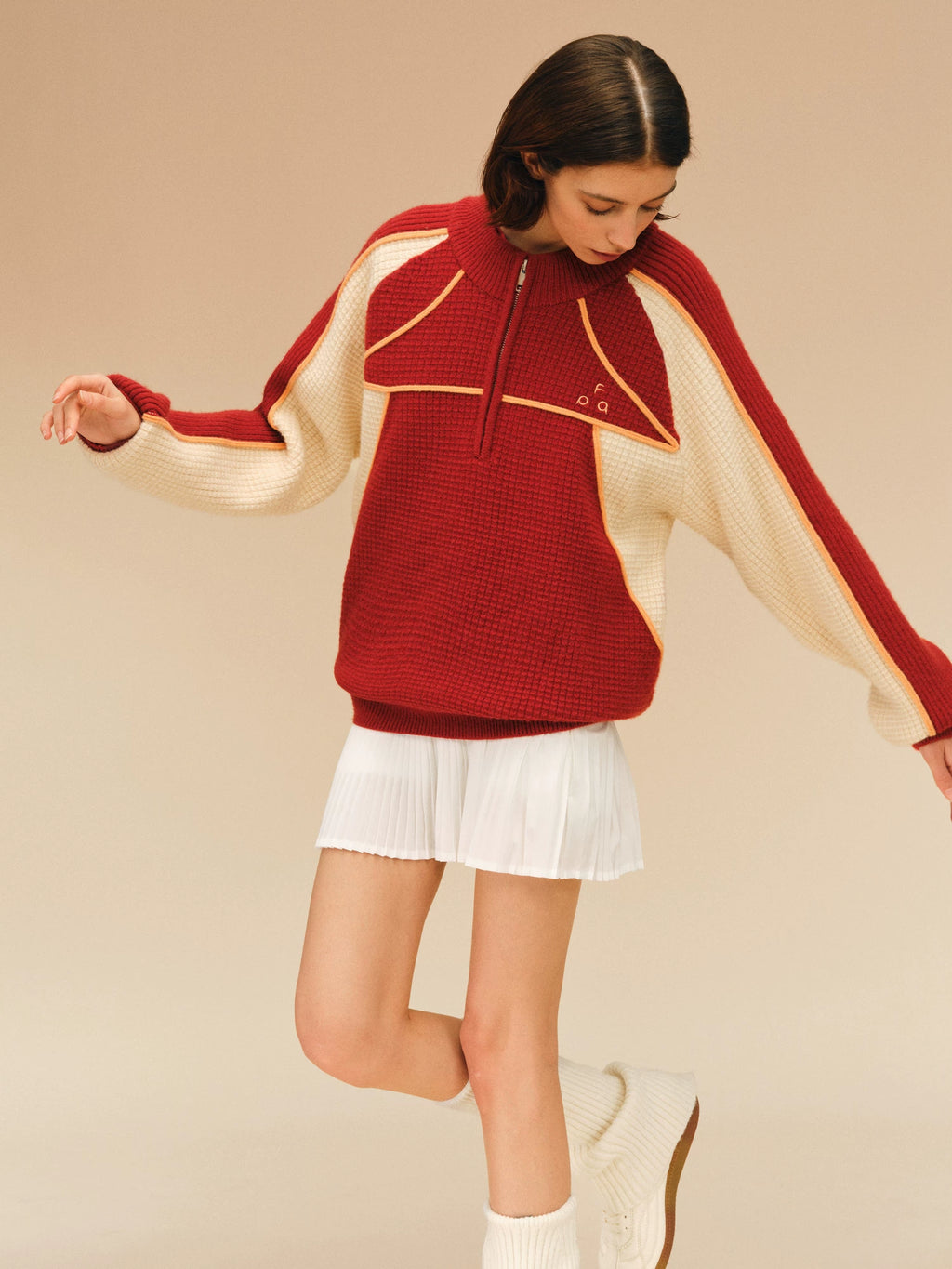 FPA Semi-zipper Sports Outdoor Contrasting Splicing Sweater