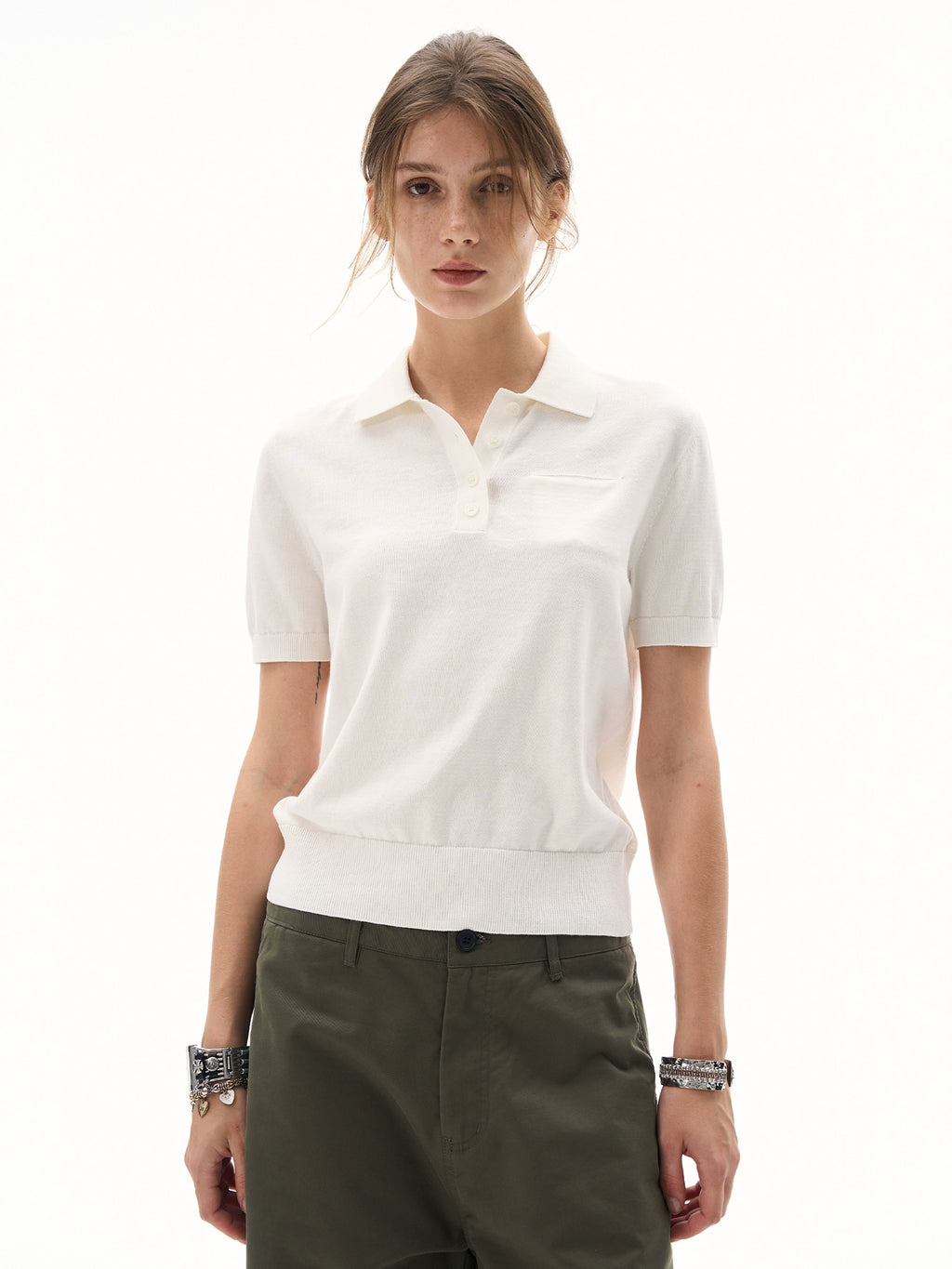 MADWITCH Vintage Front Shoulder Knitted Slim Tee