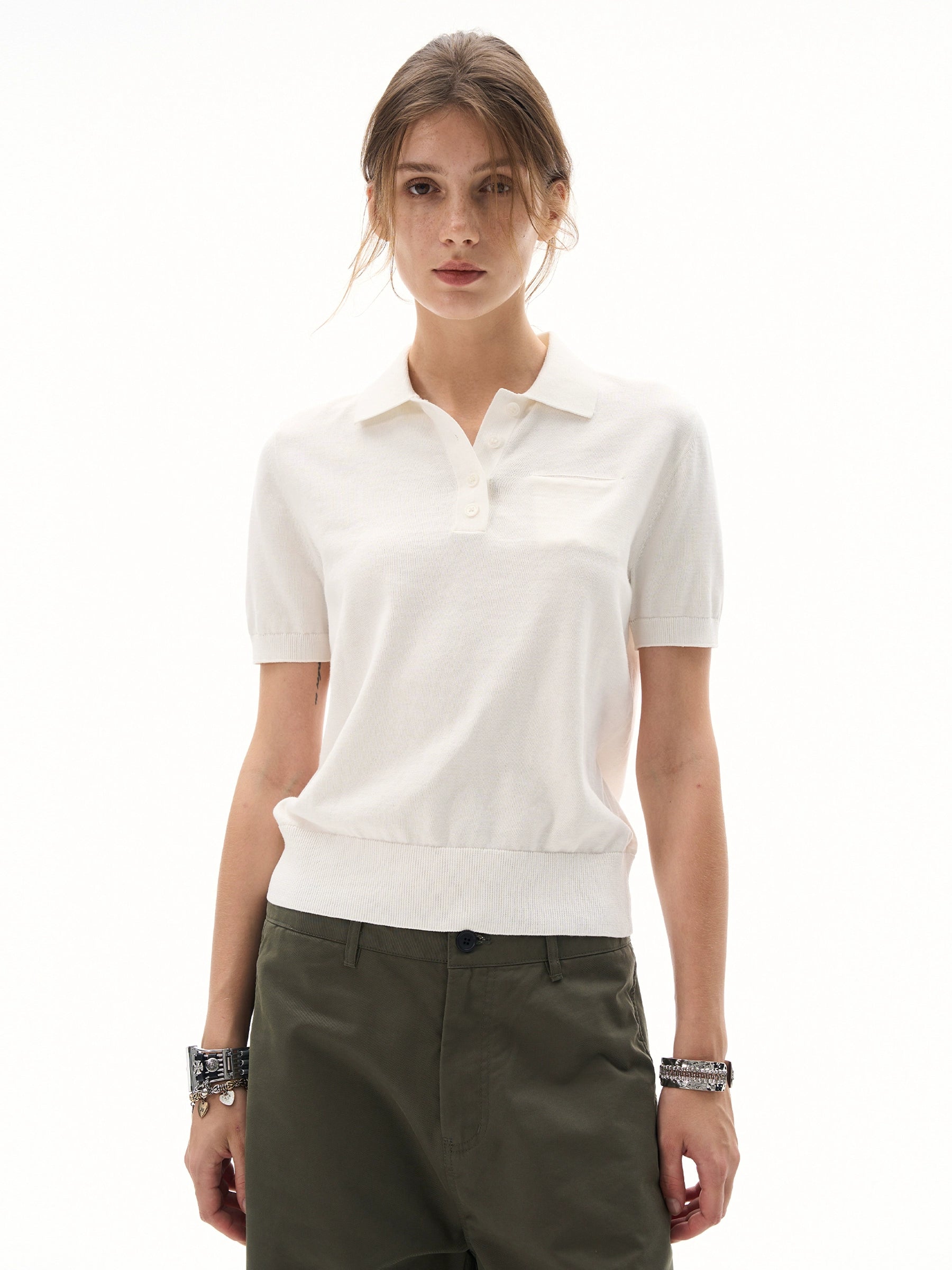 MADWITCH Vintage Front Shoulder Knitted Slim Tee