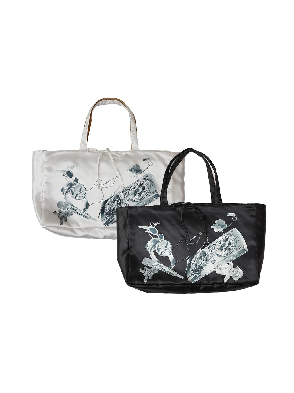 KADAKADA X 2th Desire Black and White Music Personality Double-sided Multi-purpose Tote Bag
