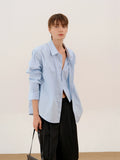 COLN Fake Two-piece Stacked Casual Long-sleeved Shirt