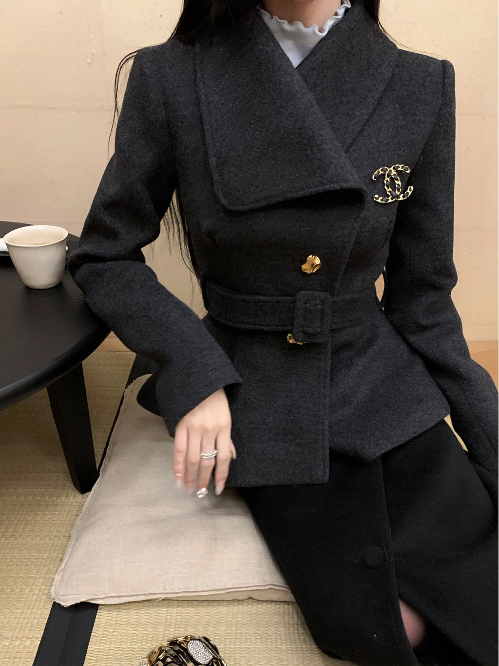 Barb Chill Premium Padded Wool Short Jacket Woolen Skirt