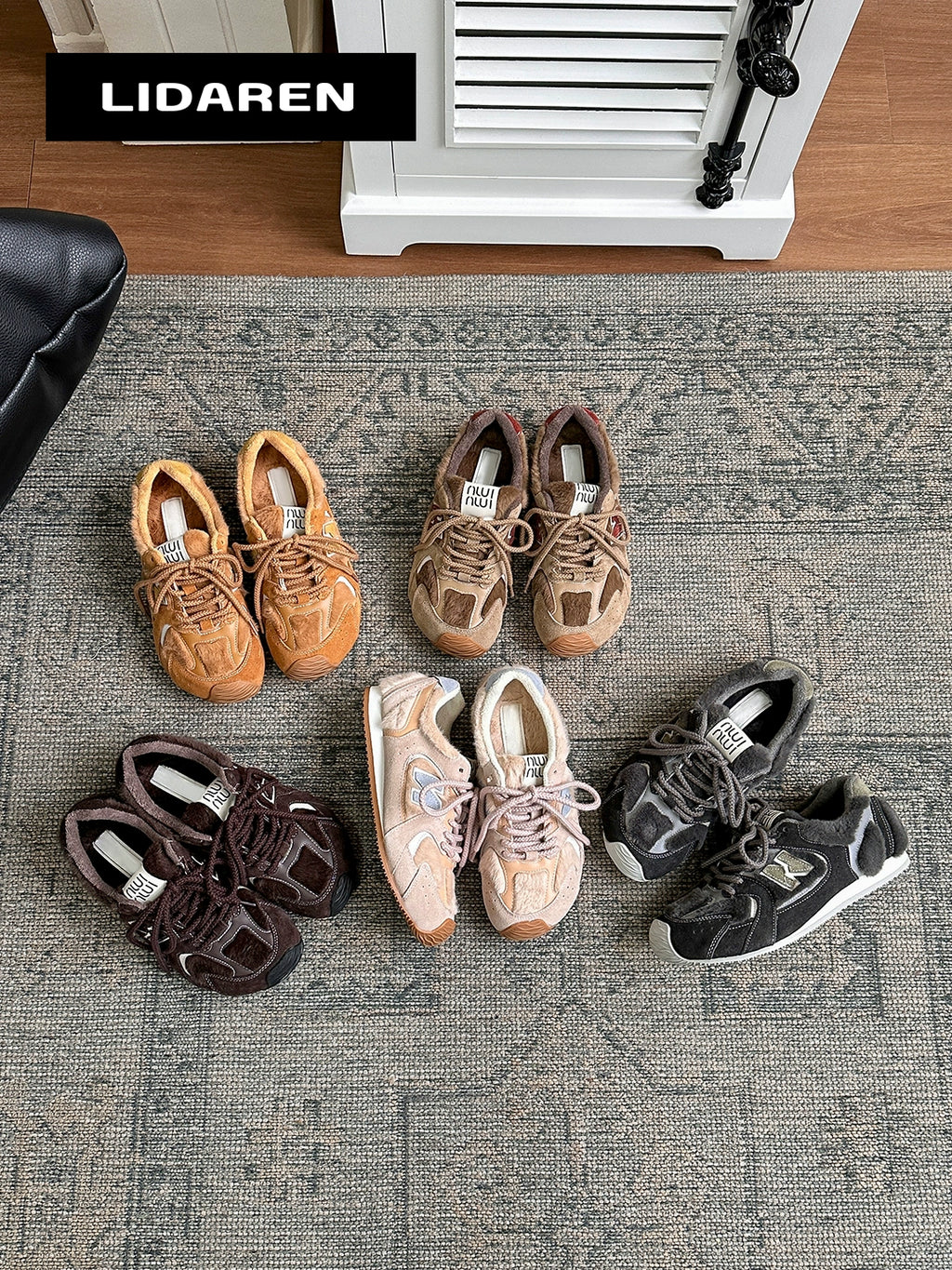 Lidaren Produced Leather Casual Fleece Warm Forrest Gump Shoes