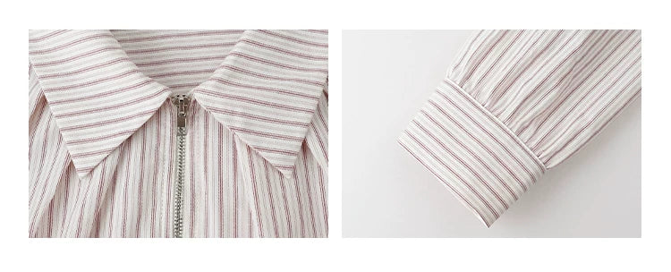 VOOE Striped Half-open Zip Shirt