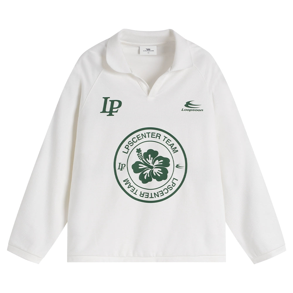 Loopsoon Polo Shirt Creative Printing Casual Versatile Long Sleeve