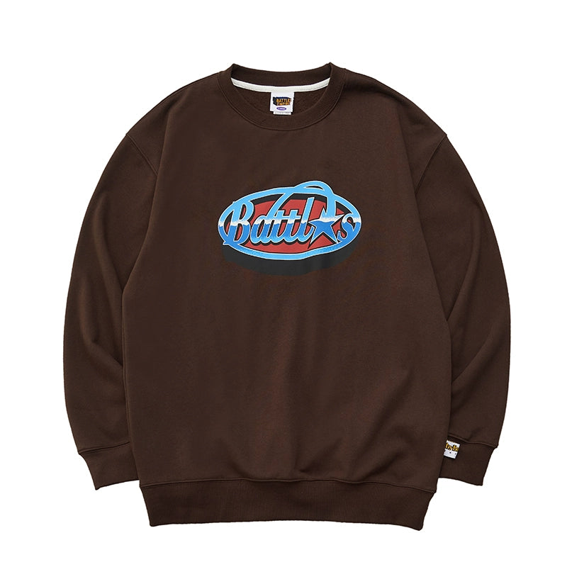 Battles Embroidered Crew Neck Casual Sweater
