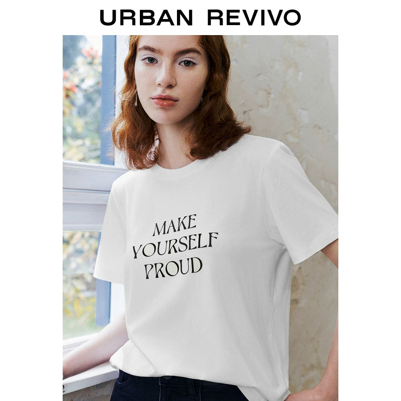 URBAN REVIVO Casual Contrasting Letter Printed Tee