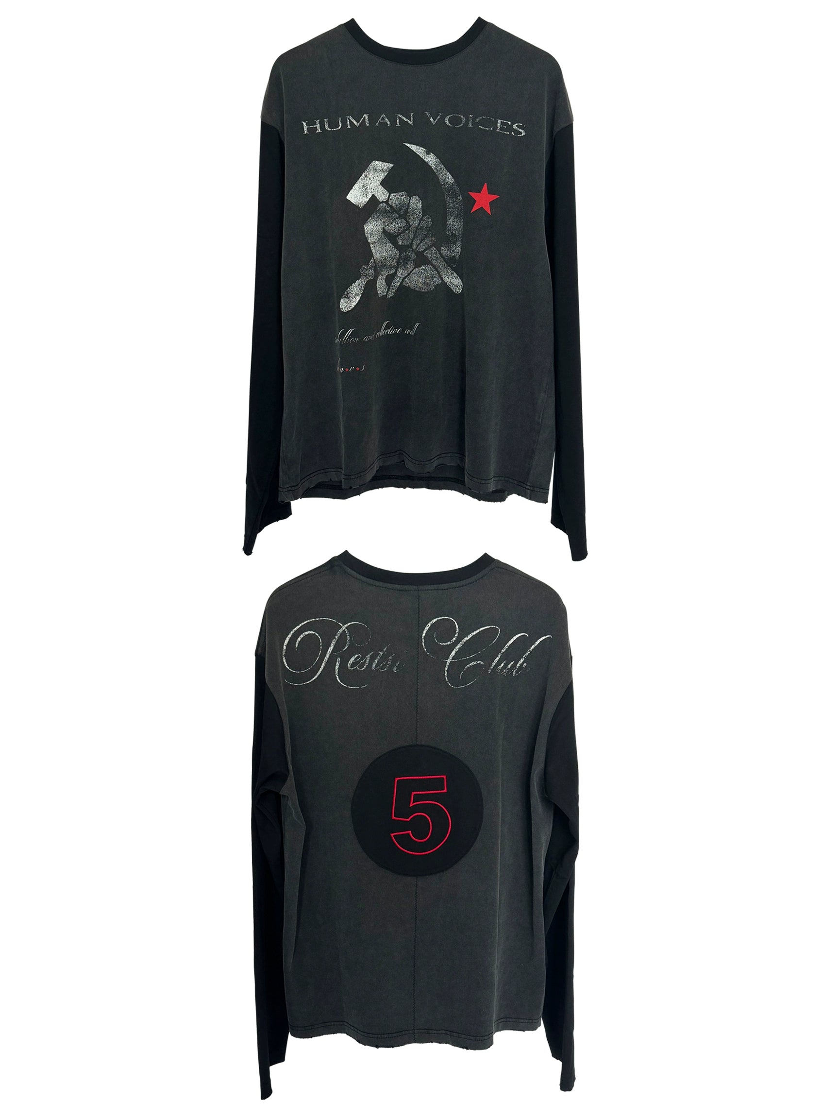 Human Patch Embroidery Printing Splicing Long Sleeve