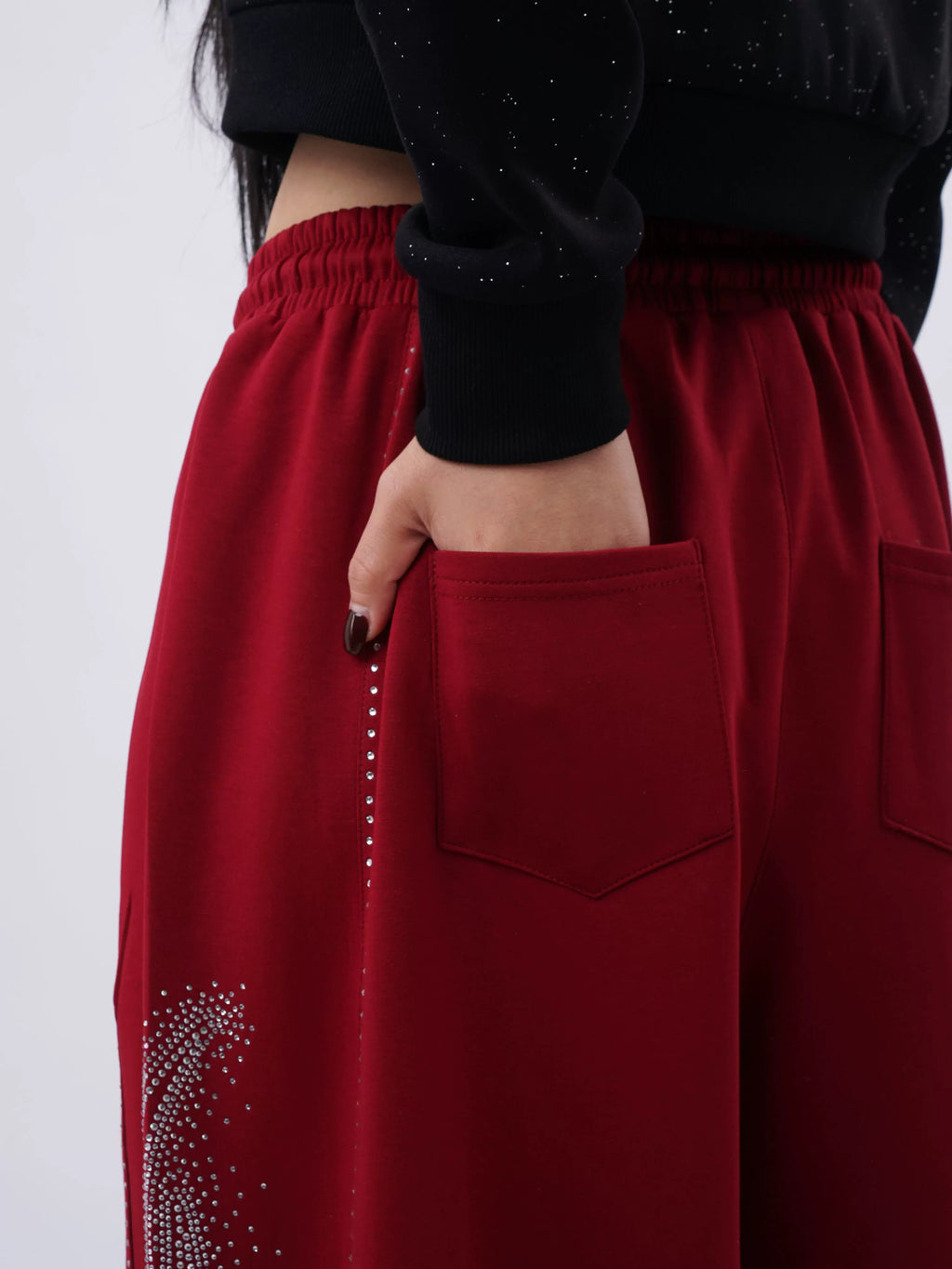 SAMUSAN Fine Flash Hot Diamond Loose Wide-leg Pants