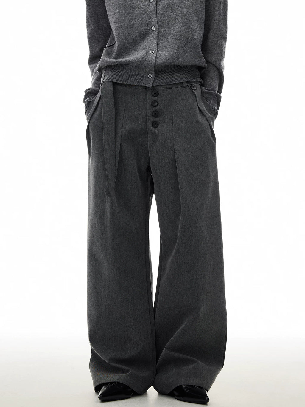 TRUQUEST Retro Drape Loose Straight Trousers