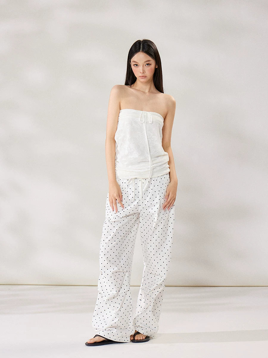 WITHMIN Polka Dot Slim Versatile Casual Pants