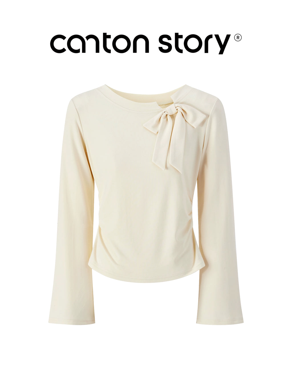 Cantonstory Bow Crew Neck Slim Sleeve