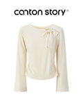 Cantonstory Bow Crew Neck Slim Sleeve