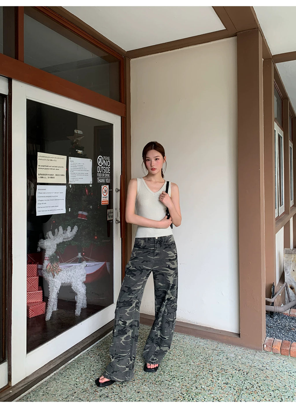 KANO Camouflage Print Wide-leg Cargo Pants