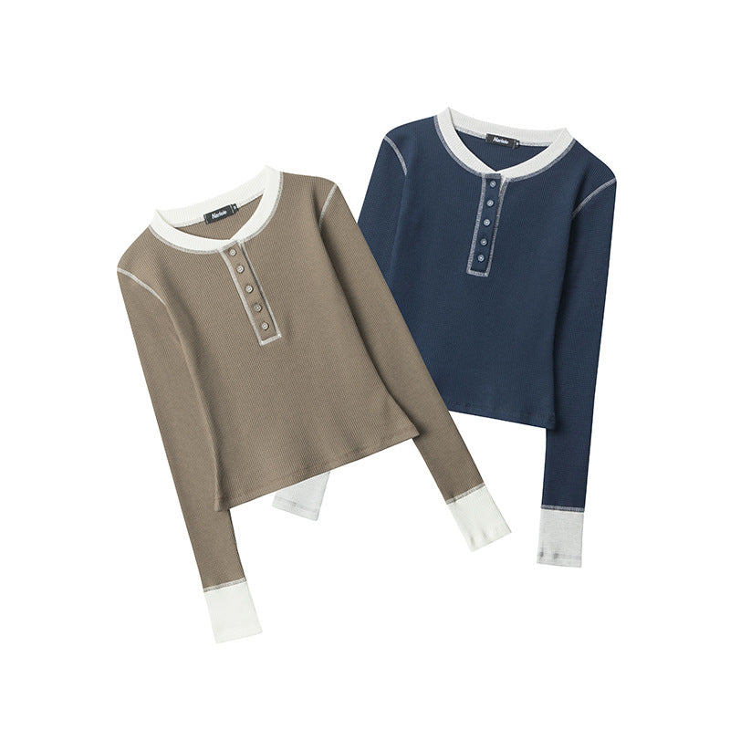 Nariele Babes Fake Two Piece Splicing Long Sleeve