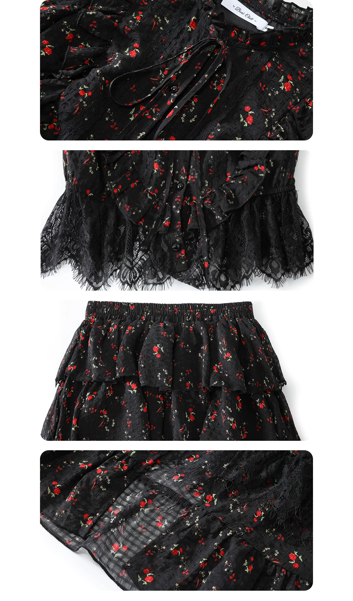Barb Chill Floral Lace Skirt Two-piece Set