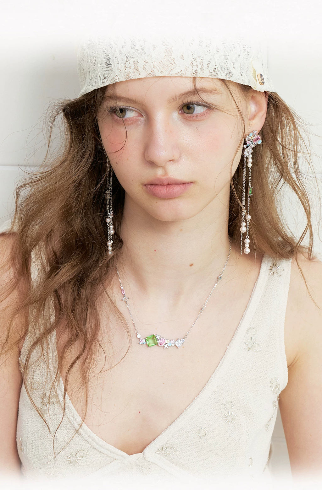 PP Colored Diamond Pearl Fringed Earrings