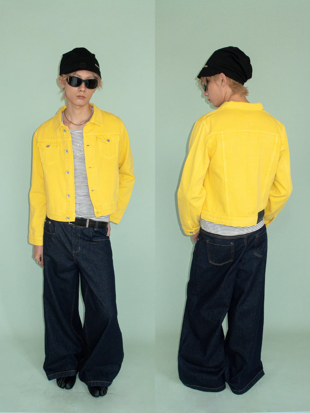 FUNKYFUN Short Lapel Denim Jacket