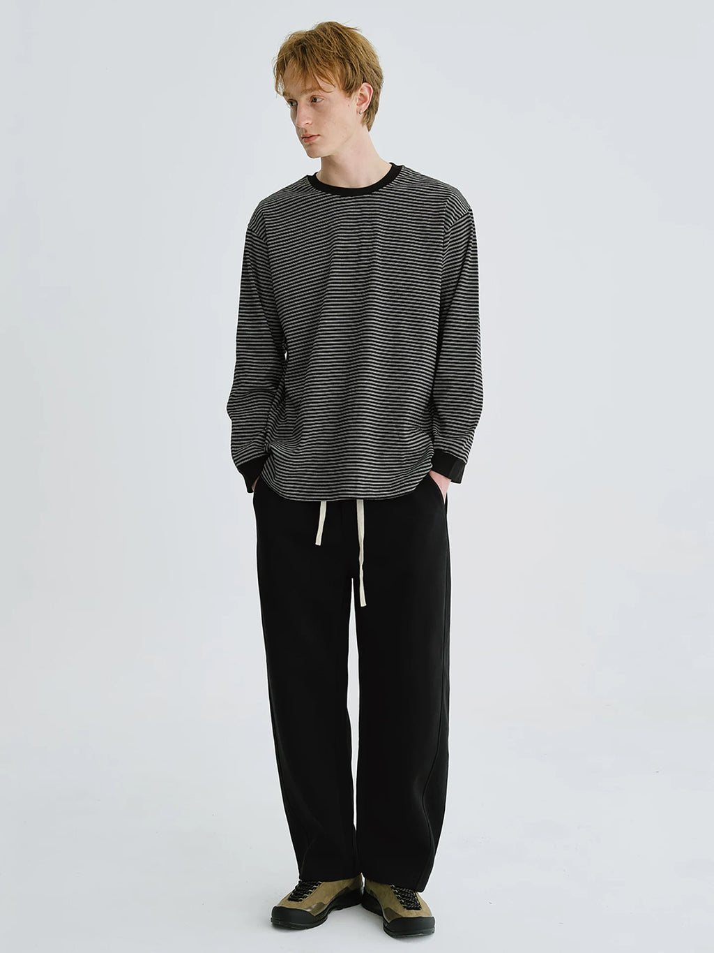 LIVINGTOWN Striped Loose Crew Neck Long Sleeve