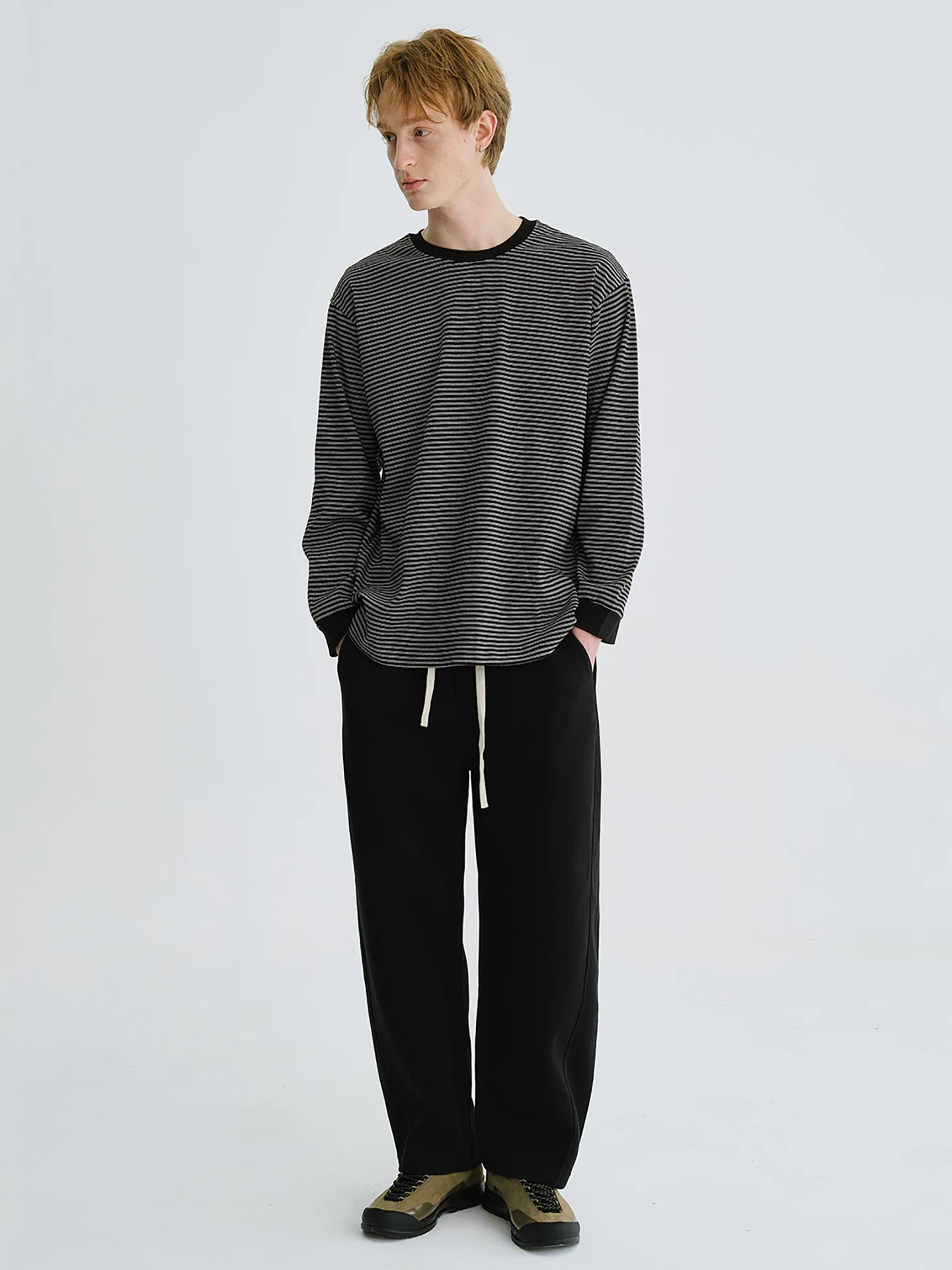 LIVINGTOWN Striped Loose Crew Neck Long Sleeve