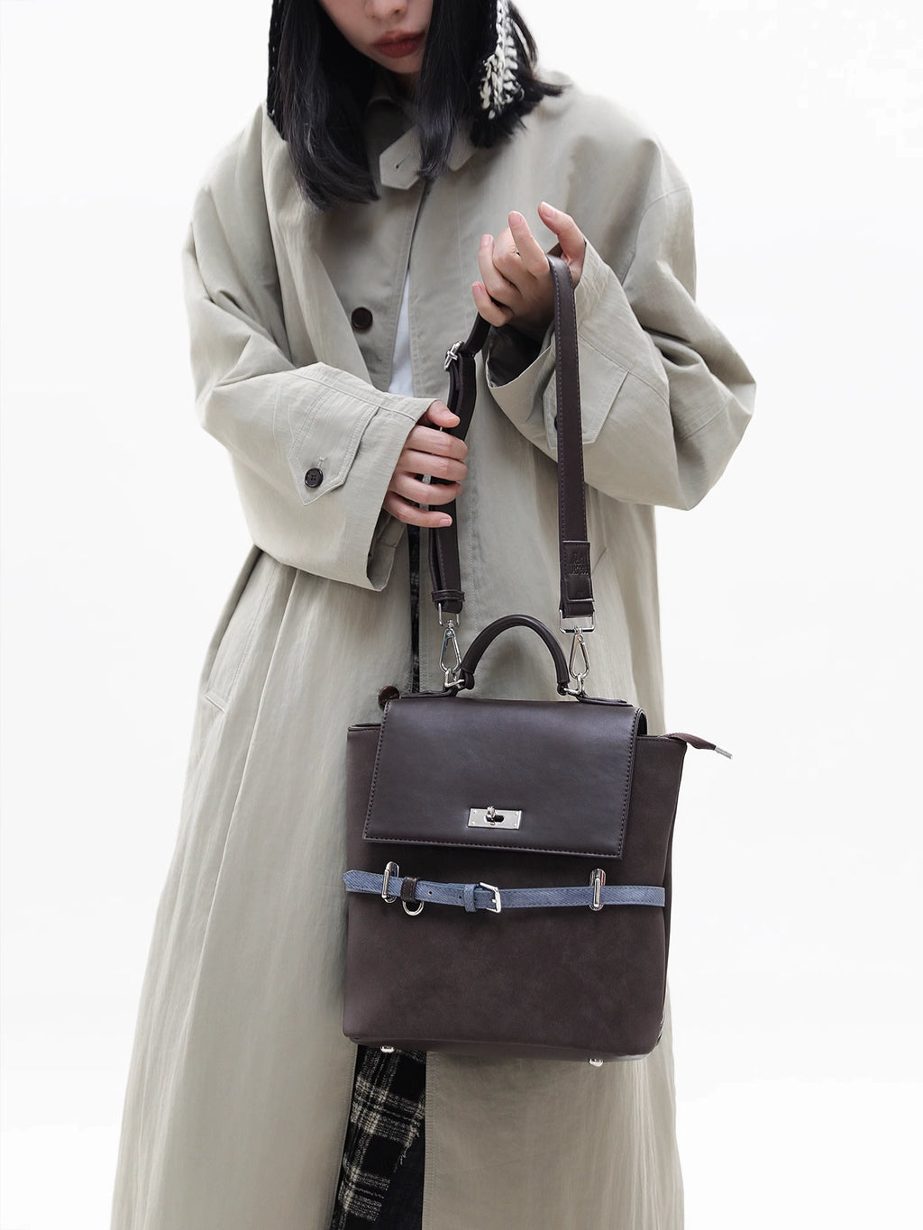 JANDRESS Vintage College Contrast Crossbody Backpack