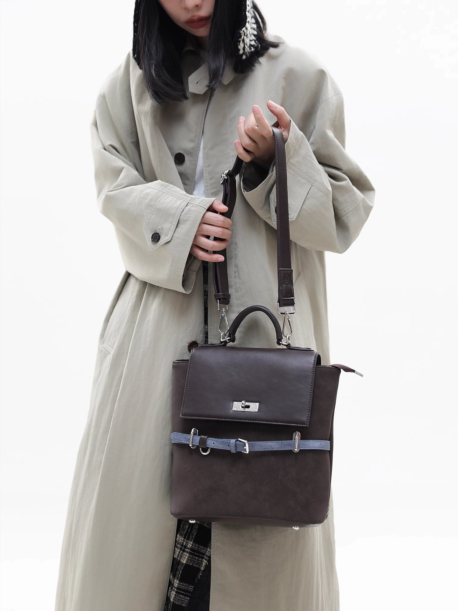 JANDRESS Vintage College Contrast Crossbody Backpack