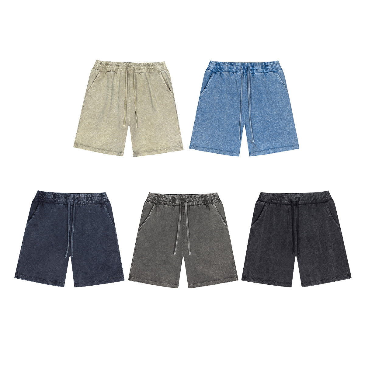 BE Five-point Washed Snowy Shorts