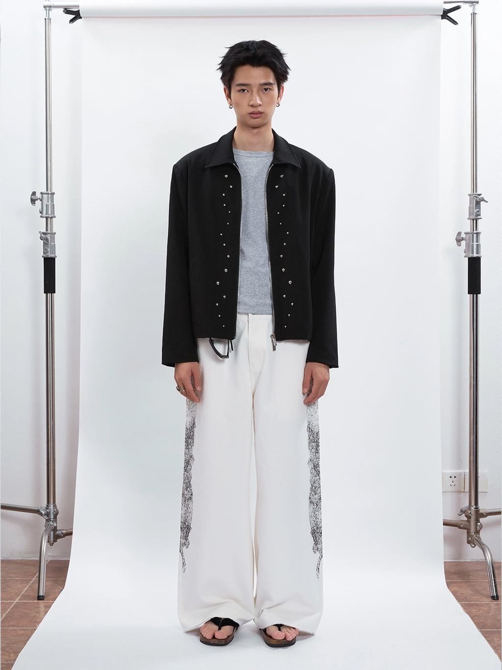 FUNKYFUN Irregular Semi-round Rivet Suit Jacket