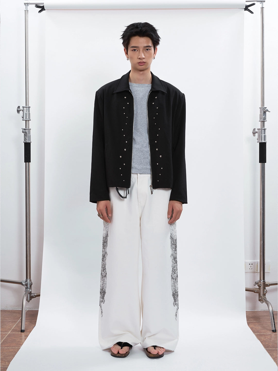 FUNKYFUN Irregular Semi-round Rivet Suit Jacket