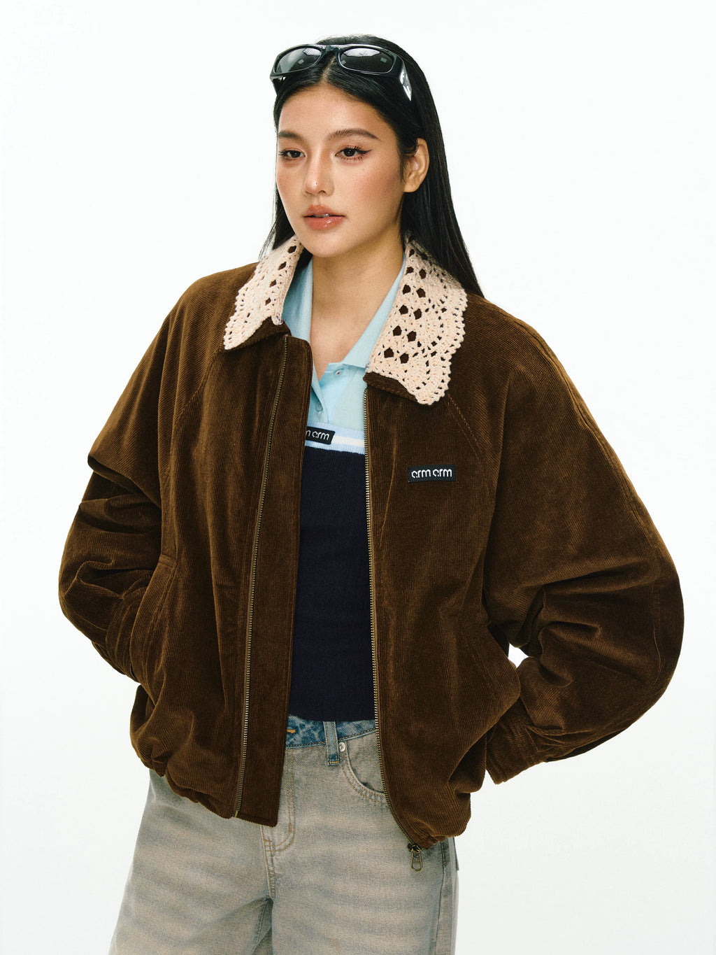 Ariseism Lace Neck Cotton Jacket