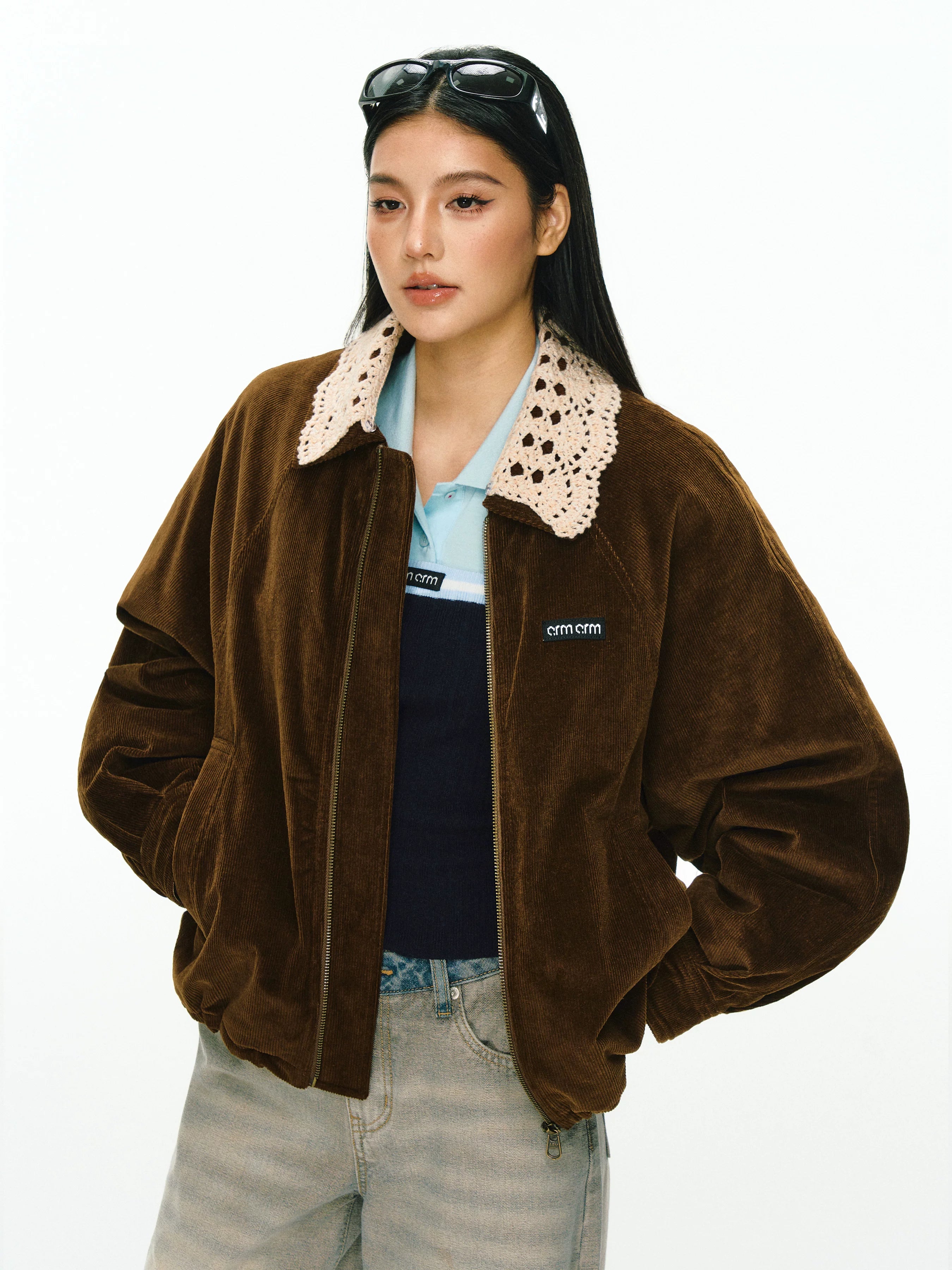 Ariseism Lace Neck Cotton Jacket