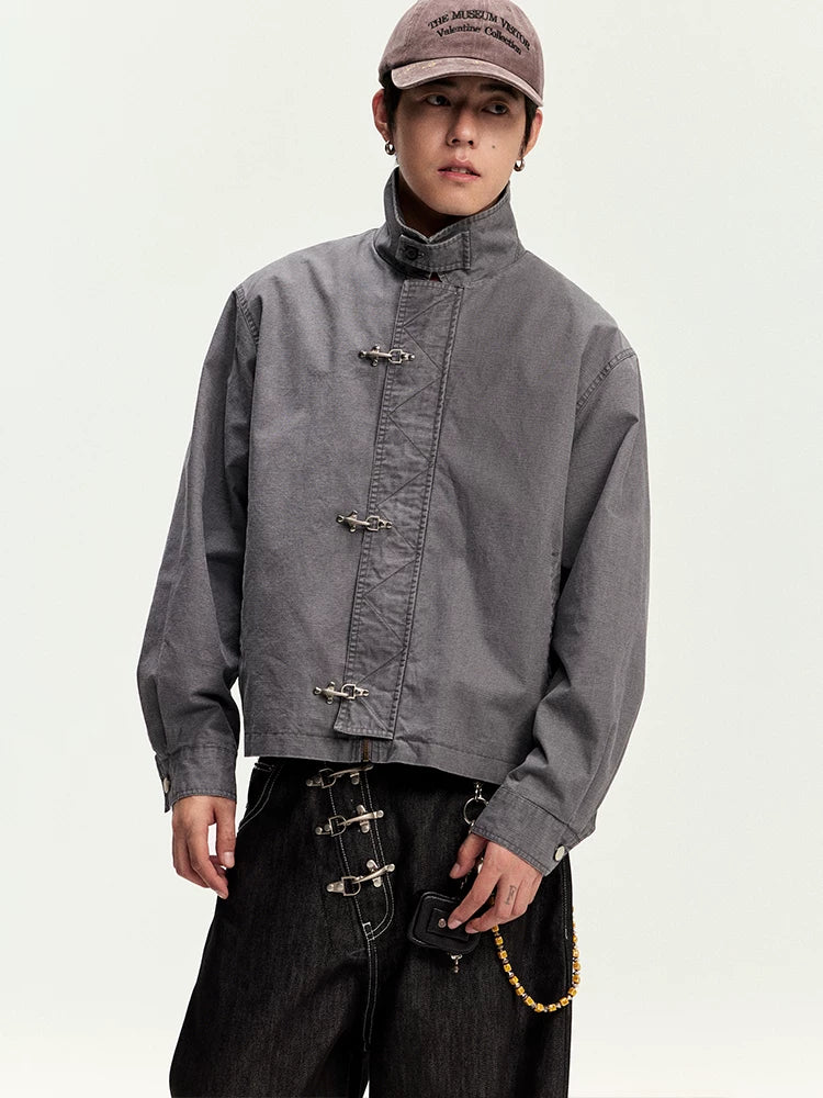 CoosRetro Vintage Washed Old Placket Tooling Jacket