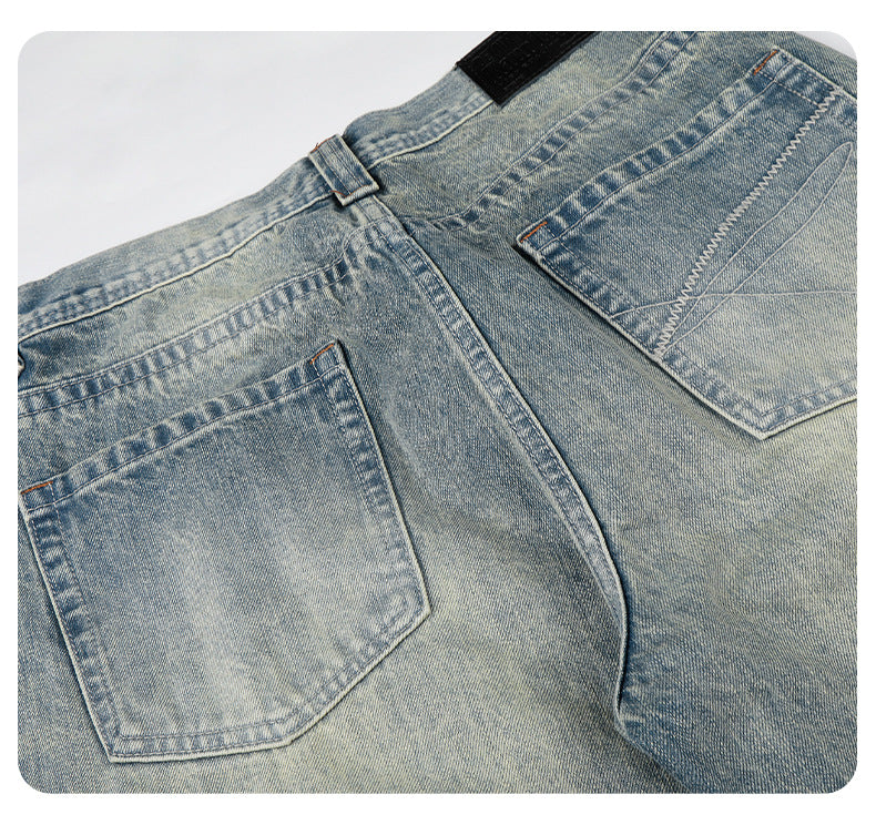 11KN Retro Loose Old Polished White Jeans