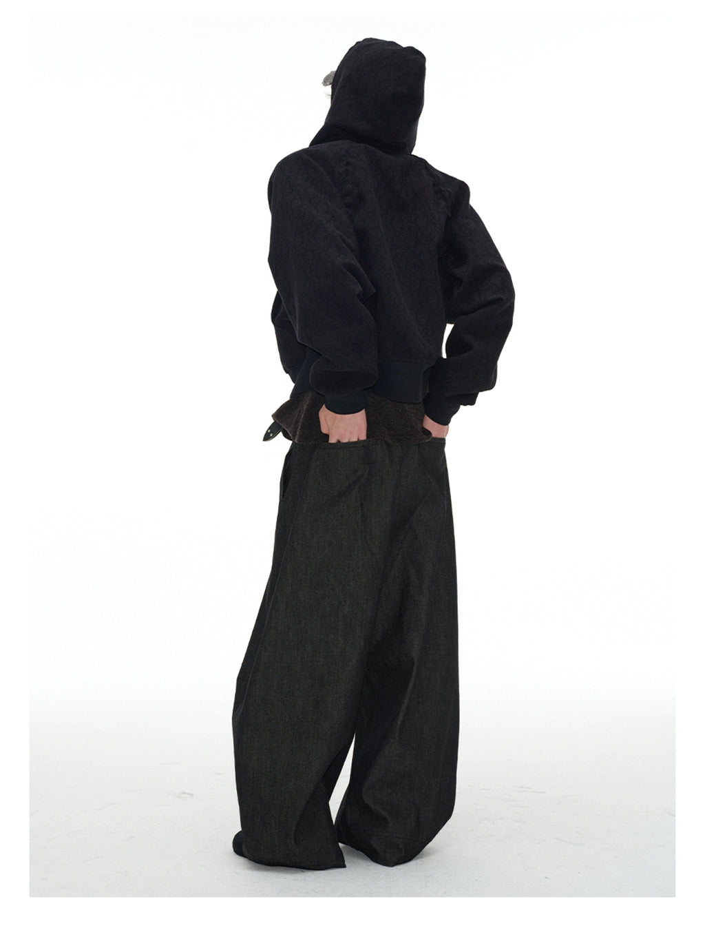 JCAESAR Double Side Seam Structure Wide Scimitar Profile Jeans