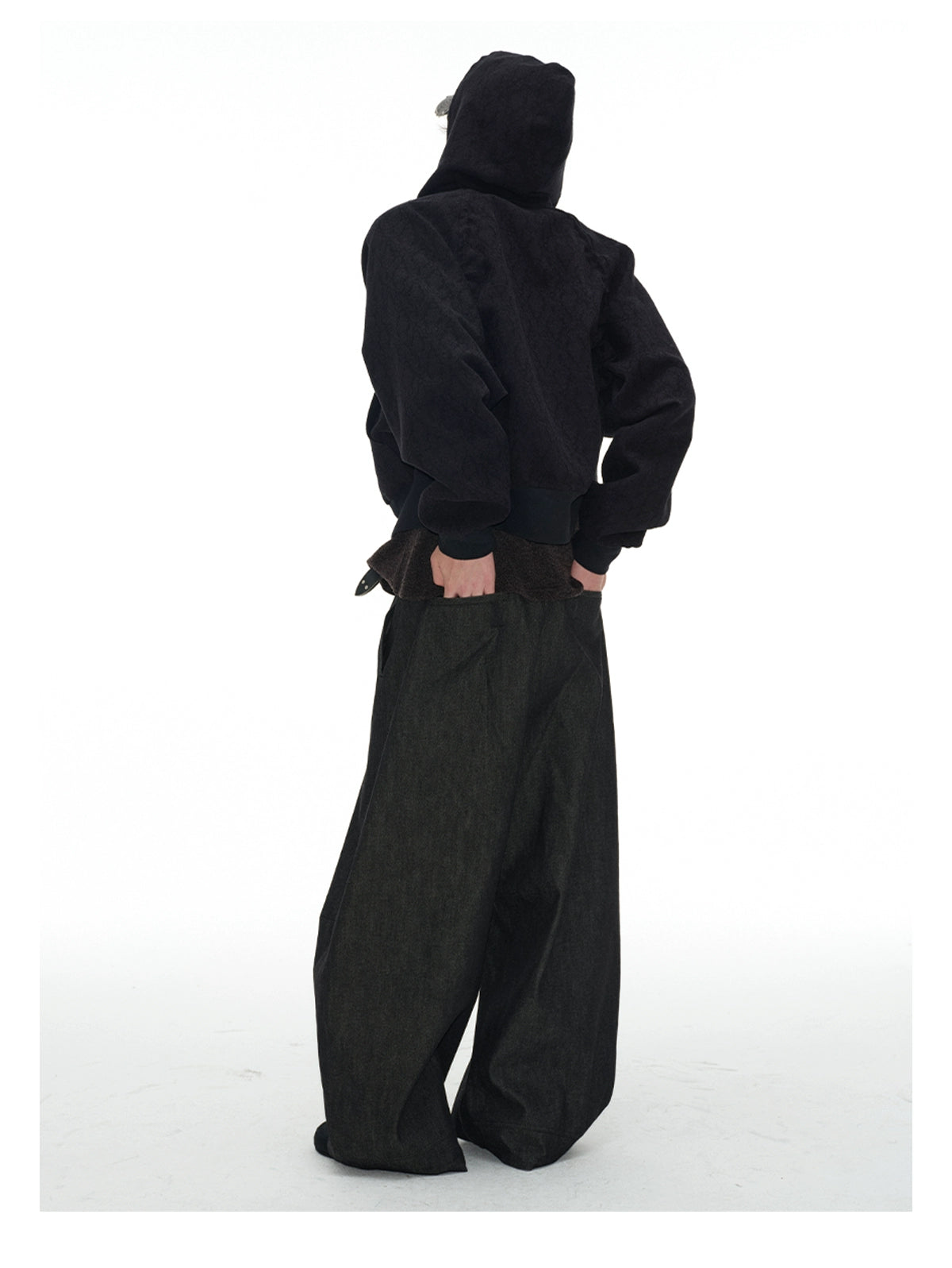 JCAESAR Double Side Seam Structure Wide Scimitar Profile Jeans