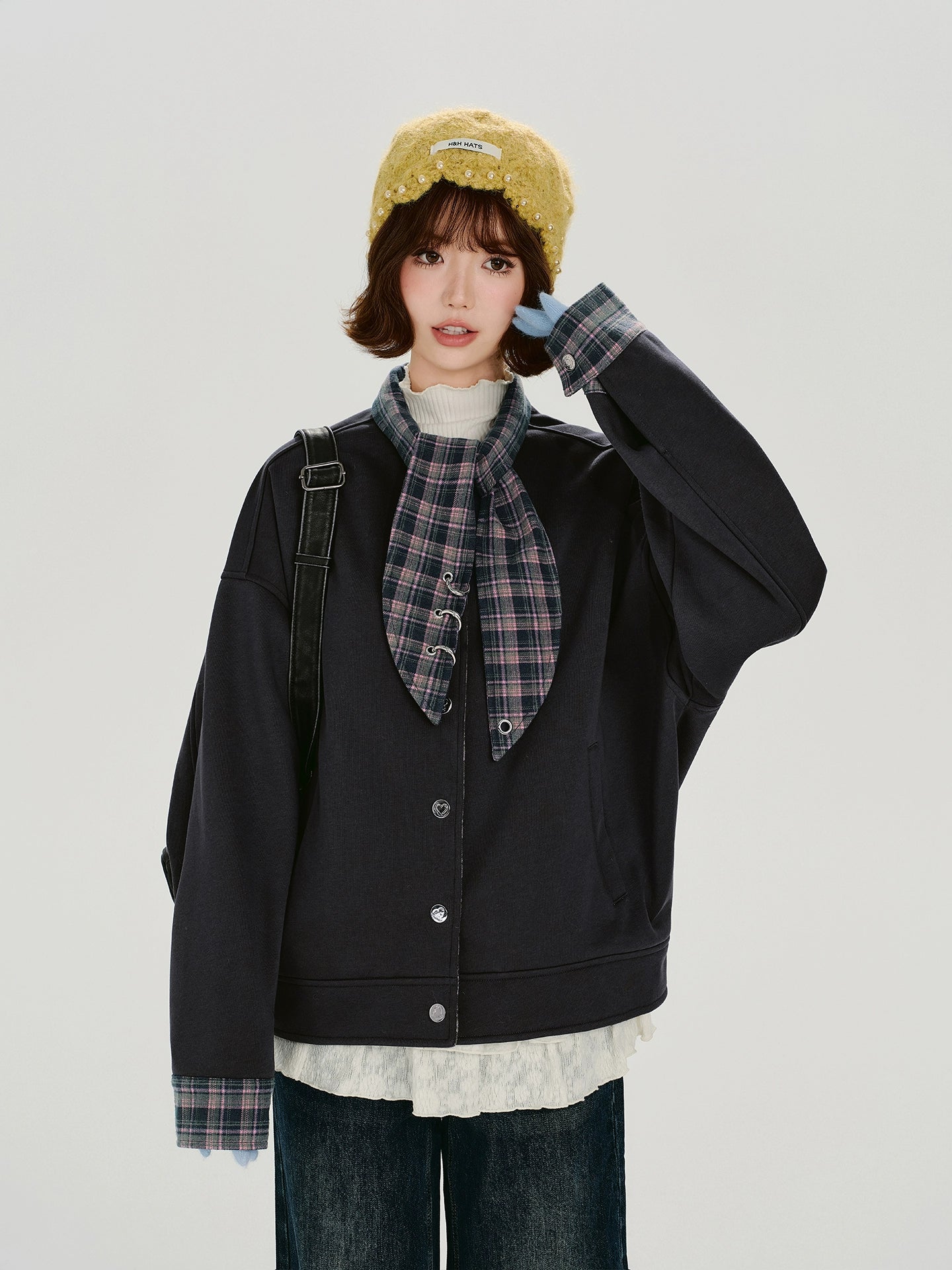 Girlyhalo Fleece Fake Two-piece Sweater