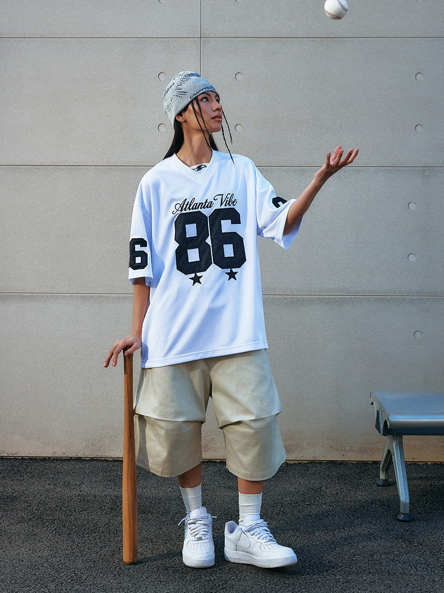 Harshandcruel  Vintage Digital Patch Embroidery Mesh Quick Drying Ice Hockey Tee