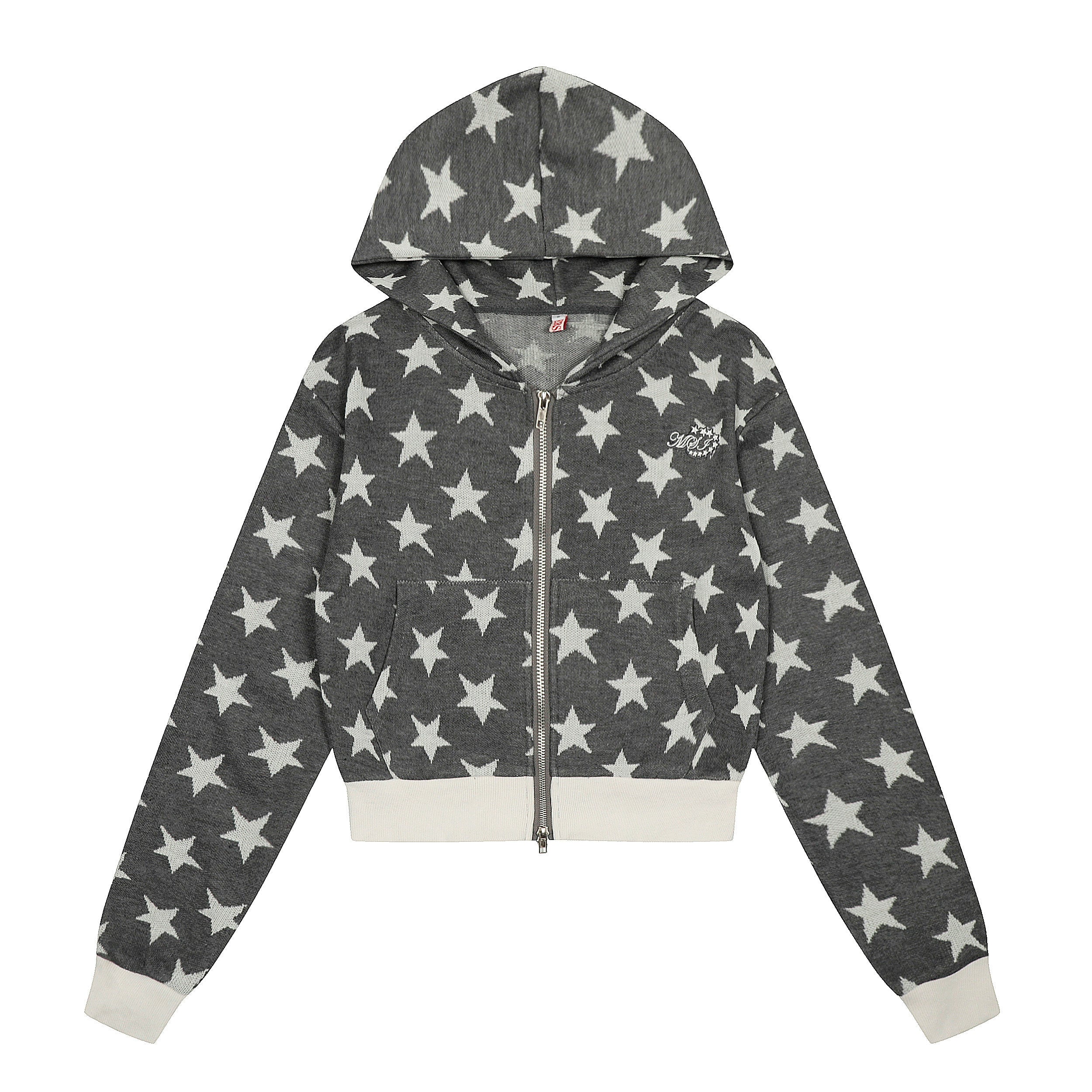 BANGU Retro Star-printed Hooded Short Coat
