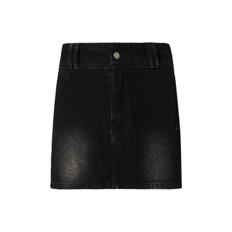 FUNKYFUN Water To Make Old Denim A-word Miniskirt