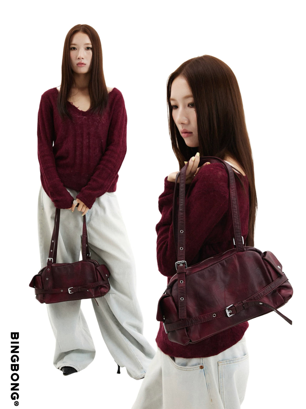 BINGBONG Retro Large Capacity Shoulder Handbag
